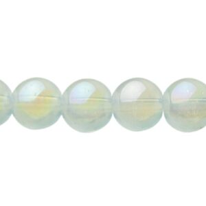 Milky White AB Glass Round Beads – 8mm [strand]