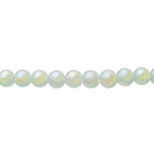 Milky White AB Glass Round Beads – 8mm [strand]