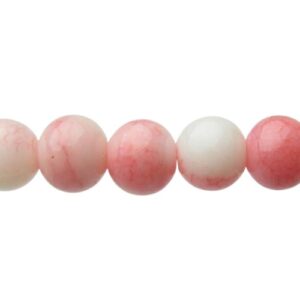 Pink & Ivory Stone-Look Glass Beads – 8mm [strand]