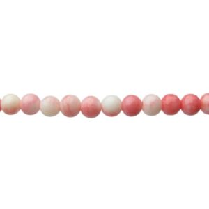 Pink & Ivory Stone-Look Glass Beads – 8mm [strand]