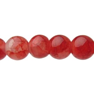 Red Milky Crackle Glass Round Beads – 8mm [strand]