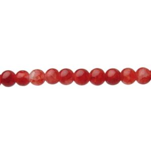 Red Milky Crackle Glass Round Beads – 8mm [strand]