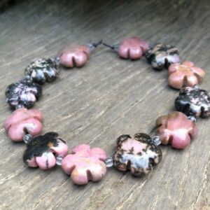 rhodonite flower gemstone beads natural crystals