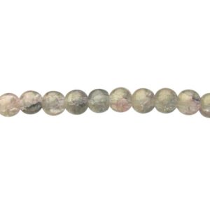 Shimmer Peach & Green Crackle Glass Round Beads – 8mm [strand]