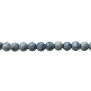 Slate Blue Marble Glass Round Beads – 8mm [strand]