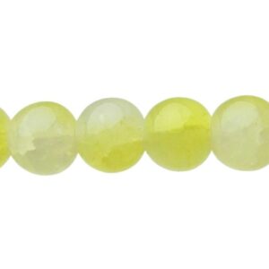 Yellow & White Milky Crackle Glass Beads – 8mm [strand]