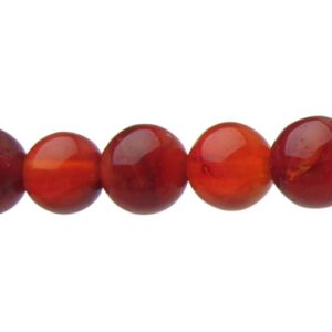 Carnelian-Red Agate-Look Glass Round Beads – 8mm [strand]
