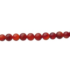 Carnelian-Red Agate-Look Glass Round Beads – 8mm [strand]
