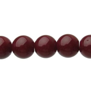 Solid Dark Red Glass Round Beads – 8mm [strand]