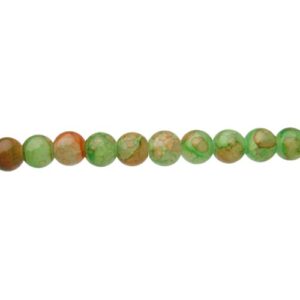 Orange & Green Crackle Glass Round Beads – 8mm [strand]