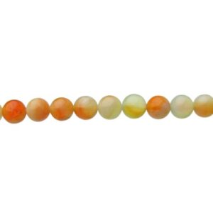 Light Orange Agate-Look Glass Round Beads – 8mm [strand]