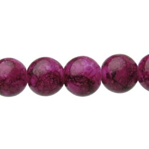 Deep Purple Marble Glass Round Beads – 8mm [strand]