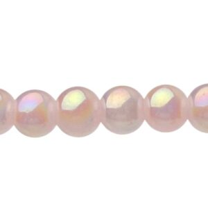 Solid Light Pink AB Glass Round Beads – 8mm [strand]