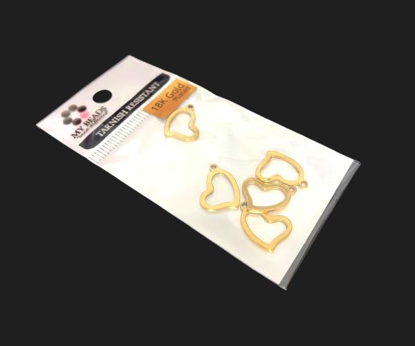 tarnish resistant heart charms gold 18k