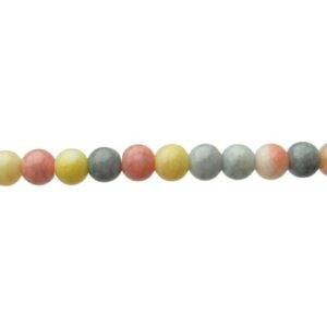 Yellow/Salmon/Grey Stone-Look Glass Beads – 8mm [strand]