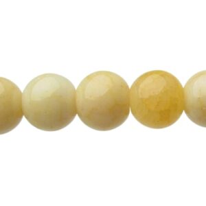 Yellow Stone-Look Glass Round Beads – 8mm [strand]