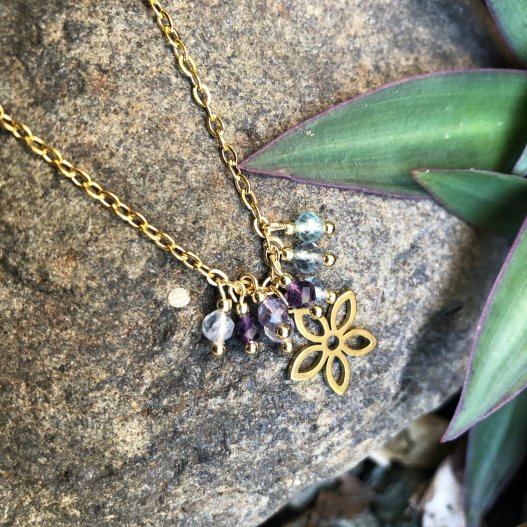 Fluorite Daisy Dangle Necklace