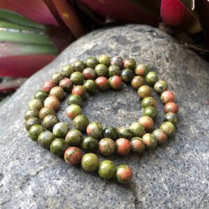 unakite 6mm round gemstone beads