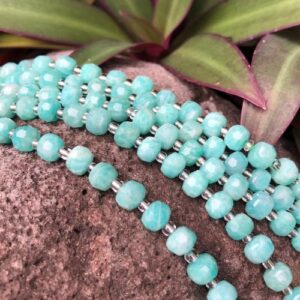 amazonite faceted wheel beads natural crystals