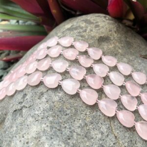 rose quartz heart shaped gemstone beads