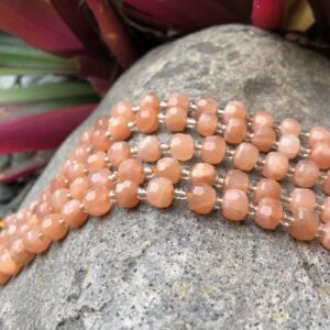 sunstone faceted wheel natural crystals beads