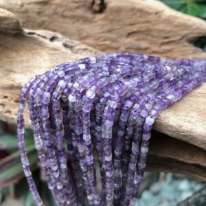 amethyst tiny faceted cube gemstone beads 2mm