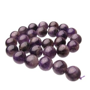 amethyst gemstone round beads 14mm natural crystals