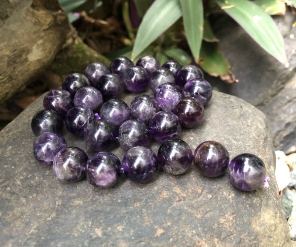 amethyst gemstone round beads 14mm natural crystals