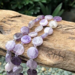 amethyst faceted coin gemstone beads