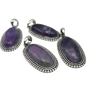 amethyst fancy oval gemstone pendant