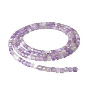 amethyst tiny faceted cube gemstone beads 2mm