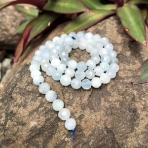 aquamarine faceted round gemstone beads 6mm