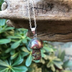 dragon blood jasper gemstone mushroom pendant
