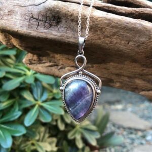 natural fluorite gemstone drop pendant