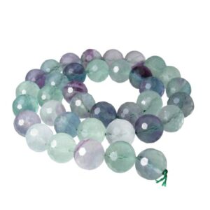 fluorite faceted 10mm round gemstone beads