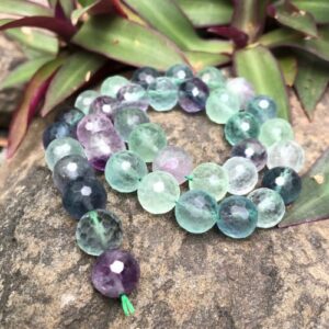 fluorite faceted 10mm round gemstone beads