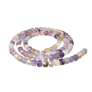 fluorite faceted cube gemstone beads