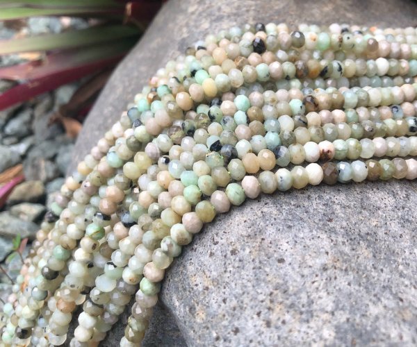 green moonstone faceted rondelle beads natural Australia