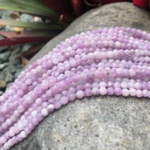 lepidolite faceted 4mm gemstone beads