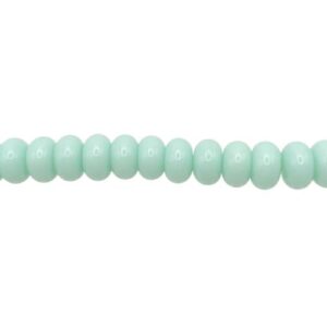 mint glass rondelle beads