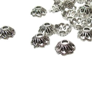 silver bead caps for beading
