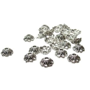 silver bead caps for beading