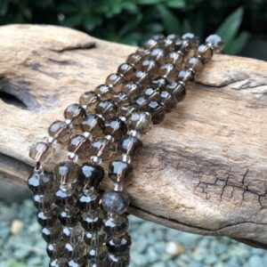 smoky quartz faceted wheel natural gemstone beads Australia