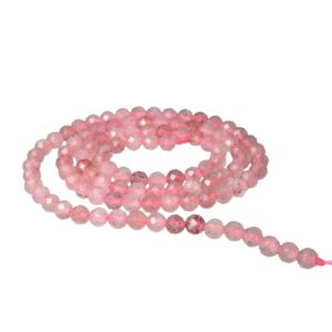 strawberry quartz faceted 4mm round gemstone beads Australia