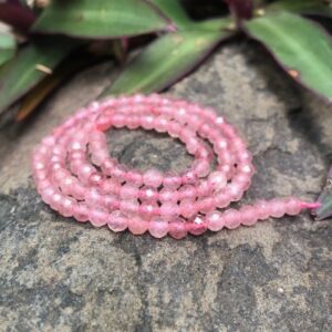 strawberry quartz faceted 4mm round gemstone beads Australia