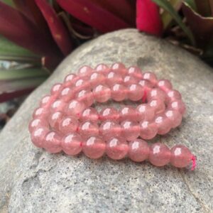 strawberry quartz round gemstone beads 8mm natural crystals