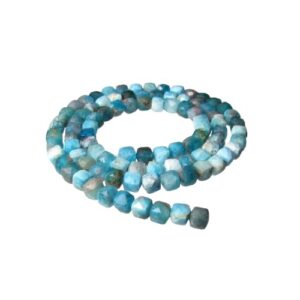 apatite faceted cube gemstone beads 4mm
