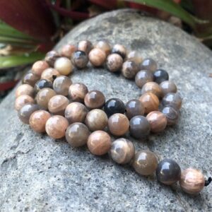 black moonstone 8mm round gemstone beads