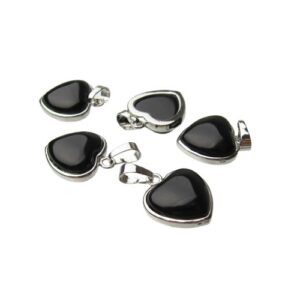 black onyx small heart gemstone pendant