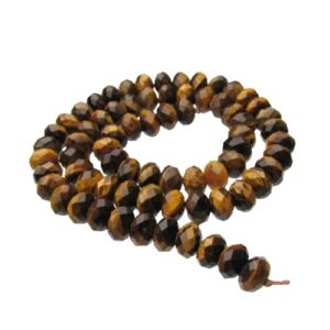 tiger eye faceted rondelle gemstone beads